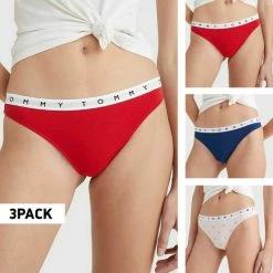 Τοπ 10 👍 Εσώρουχα Tommy 👖 Jeans 3-Pack Γυναικεία Εσώρουχα Twilight Indigo/Star/Primary Red ⭐