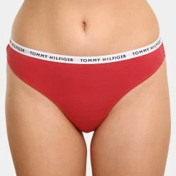 Προώθηση 🎁 Εσώρουχα Tommy 👖 Jeans Strech 3-Pack Γυναικεία Εσώρουχα Cranberry/Aqua/Saltwater Green 👏 -Φτηνός Tommy-jeans Κατάστημα tommy jeans 3p thong 14