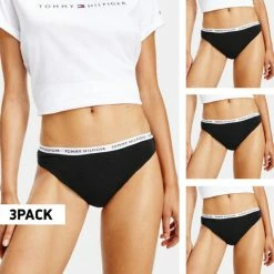 Πολύ καλή προσφορά 😍 Εσώρουχα Tommy 👖 Jeans Strech 3-Pack Γυναικεία Εσώρουχα Black/Black/Black 😉