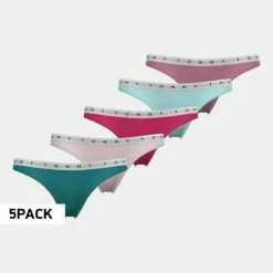 Ολοκαίνουργιο 🛒 Εσώρουχα Tommy 👖 Jeans 5-Pack Γυναικεία Εσώρουχα Green/Pale Pink/Hot Pink/Aqua/Rose 🔔