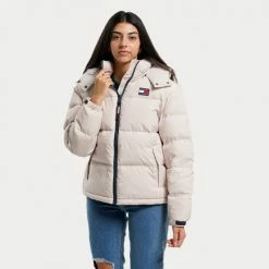 Best Pirce 🔔 Μπουφάν Tommy 👖 Jeans Alaska Puffer Γυναικείο Μπουφάν Stony Beige 😍