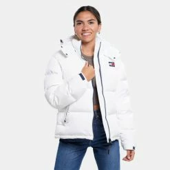 Flash Sale 👍 Μπουφάν Tommy 👖 Jeans Alaska Γυναικείο Puffer Μπουφάν WHITE ⌛