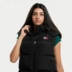 Flash Sale 😍 Αμάνικα Μπουφάν Tommy 👖 Jeans Alaska Puffer Γυναικείο Αμάνικο Μπουφάν BLACK 🎁 -Φτηνός Tommy-jeans Κατάστημα tommy jeans alaska puffer vest 2