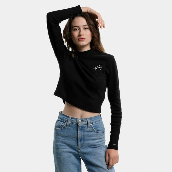 Flash Sale 🌟 Μπλούζα Μακρύ Μανίκι Tommy 👖 Jeans Baby Highneck Signature Γυναικεία Cropped Μπλούζα με Μακρύ Μανίκι BLACK ⌛ 3 Flash Sale 🌟 Μπλούζα Μακρύ Μανίκι Tommy 👖 Jeans Baby Highneck Signature Γυναικεία Cropped Μπλούζα με Μακρύ Μανίκι BLACK ⌛