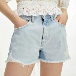 Νέος 🌟 Τζιν Σορτς/Βερμούδες Tommy 👖 Jeans Raw Hem Γυναικείο Denim Σορτς Denim Light ❤️ -Φτηνός Tommy-jeans Κατάστημα tommy jeans hotpant denim short sae114 slbcd 2