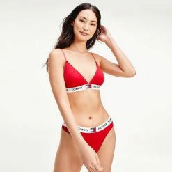 Flash Sale 😀 Εσώρουχα Tommy 👖 Jeans Triangle Bralette Γυναικείο Σουτιέν TANGO RED 👍