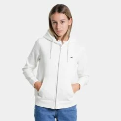 Ολοκαίνουργιο 🔔 Ζακέτες Tommy 👖 Jeans Regular Γυναικεία Ζακέτα ECRU 🔔 -Φτηνός Tommy-jeans Κατάστημα tommy jeans regular hoodie zip through 3