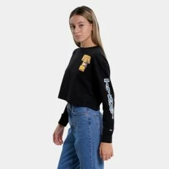 Προώθηση 👏 Μπλούζα Μακρύ Μανίκι Tommy 👖 Jeans Γυναικεία Cropped Μπλούζα BLACK 💯 -Φτηνός Tommy-jeans Κατάστημα tommy jeans rlxd crop collegiate t ls 8