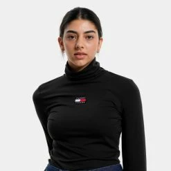 Καλύτερες κριτικές για 🛒 T-shirts | Μπλούζα κοντό μανίκι Tommy 👖 Jeans Γυναικεία Μπλούζα με Μακρύ Μανίκι BLACK 💯 -Φτηνός Tommy-jeans Κατάστημα tommy jeans slim badge turtleneck 5