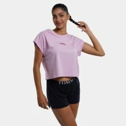 Το φθηνότερο 💯 Γυναικείες Πιτζάμες Tommy 👖 Jeans Γυναικείο Σετ Πιτζάμες Luminous Lilac / Desert Sky ⭐