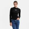 Τοπ 10 🌟 Μπλούζα Μακρύ Μανίκι Tommy 👖 Jeans Tjw Baby Essential Γυναικεία Μακρυμάνικη Μπλούζα BLACK 🔥 -Φτηνός Tommy-jeans Κατάστημα tommy jeans tjw baby essential logo 2 ls