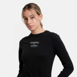 Τοπ 10 🌟 Μπλούζα Μακρύ Μανίκι Tommy 👖 Jeans Tjw Baby Essential Γυναικεία Μακρυμάνικη Μπλούζα BLACK 🔥 -Φτηνός Tommy-jeans Κατάστημα tommy jeans tjw baby essential logo 2 ls 2