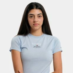 Καλύτερη πώληση 💯 T-shirts | Μπλούζα κοντό μανίκι Tommy 👖 Jeans Baby Essential Γυναικείο T-shirt Chambray Sky 🌟 -Φτηνός Tommy-jeans Κατάστημα tommy jeans tjw baby essential logo 2 ss 2