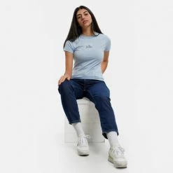 Καλύτερη πώληση 💯 T-shirts | Μπλούζα κοντό μανίκι Tommy 👖 Jeans Baby Essential Γυναικείο T-shirt Chambray Sky 🌟 -Φτηνός Tommy-jeans Κατάστημα tommy jeans tjw baby essential logo 2 ss 3