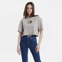 ΧΟΝΔΡΙΚΟ ΕΜΠΟΡΙΟ ✨ T-shirts | Μπλούζα κοντό μανίκι Tommy 👖 Jeans Best Graphic Γυναικείο Cropped T-shirt Cool Earth 😀