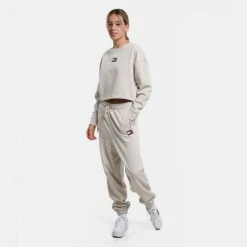 Best Pirce 🧨 Φούτερ Tommy 👖 Jeans Γυναικεία Μπλούζα Φούτερ Stony Beige 👏 -Φτηνός Tommy-jeans Κατάστημα tommy jeans tjw bxy crop badge drawstr crew 12