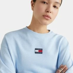 Εξοδος 🧨 Φούτερ Tommy 👖 Jeans Γυναικεία Μπλούζα Φούτερ Chambray Sky 😍 -Φτηνός Tommy-jeans Κατάστημα tommy jeans tjw bxy crop badge drawstr crew 2
