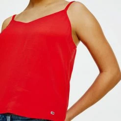 Αγορά 👍 Αμάνικα T-shirts Tommy 👖 Jeans Γυναικεία Μπλούζα Χωρίς Μανίκια Deep Crimson 🔔 -Φτηνός Tommy-jeans Κατάστημα tommy jeans tjw cami top 2