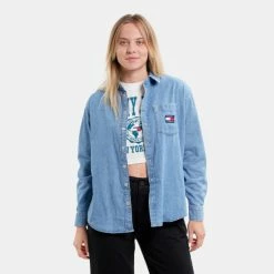 Κουπόνι 😉 Πουκάμισα Tommy 👖 Jeans Chambray Badge Boy Γυναικείο Πουκάμισο Denim Medium 😀 -Φτηνός Tommy-jeans Κατάστημα tommy jeans tjw chambray badge boyf shirt 3