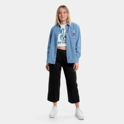 Κουπόνι 😉 Πουκάμισα Tommy 👖 Jeans Chambray Badge Boy Γυναικείο Πουκάμισο Denim Medium 😀 -Φτηνός Tommy-jeans Κατάστημα tommy jeans tjw chambray badge boyf shirt 4