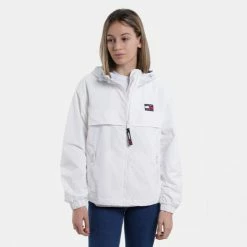 Κουπόνι 🎉 Αντιανεμικά Μπουφάν Tommy 👖 Jeans Chicago Windbreaker Γυναικείο Jacket White 🎉