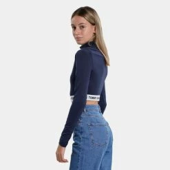 Το φθηνότερο ✔️ Μπλούζα Μακρύ Μανίκι Tommy 👖 Jeans Tjw Crop Logo Waistband Ls TWILIGHT NAVY ❤️ -Φτηνός Tommy-jeans Κατάστημα tommy jeans tjw crop logo waistband ls 3