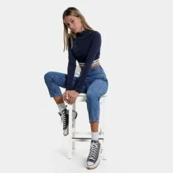 Το φθηνότερο ✔️ Μπλούζα Μακρύ Μανίκι Tommy 👖 Jeans Tjw Crop Logo Waistband Ls TWILIGHT NAVY ❤️ -Φτηνός Tommy-jeans Κατάστημα tommy jeans tjw crop logo waistband ls 4