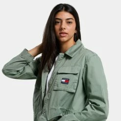 Ολοκαίνουργιο 🤩 Denim Jackets Tommy 👖 Jeans Multipocket Γυναικεία Ζακέτα Dusty Sage 🥰 -Φτηνός Tommy-jeans Κατάστημα tommy jeans tjw multipocket cotton jacket 2