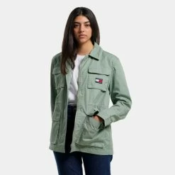 Ολοκαίνουργιο 🤩 Denim Jackets Tommy 👖 Jeans Multipocket Γυναικεία Ζακέτα Dusty Sage 🥰