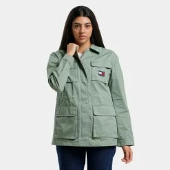 Ολοκαίνουργιο 🤩 Denim Jackets Tommy 👖 Jeans Multipocket Γυναικεία Ζακέτα Dusty Sage 🥰 -Φτηνός Tommy-jeans Κατάστημα tommy jeans tjw multipocket cotton jacket 3