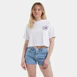 ΧΟΝΔΡΙΚΟ ΕΜΠΟΡΙΟ 🌟 T-shirts | Μπλούζα κοντό μανίκι Tommy 👖 Jeans Γυναικείο T-Shirt WHITE 🧨