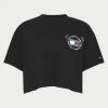 Εξοδος ⌛ T-shirts | Μπλούζα κοντό μανίκι Tommy 👖 Jeans Γυναικείο T-Shirt Black 👏 -Φτηνός Tommy-jeans Κατάστημα tommy jeans tjw ovrszd crop philosotees 3 ss 3
