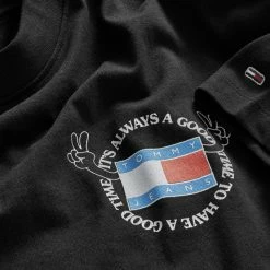 Εξοδος ⌛ T-shirts | Μπλούζα κοντό μανίκι Tommy 👖 Jeans Γυναικείο T-Shirt Black 👏 -Φτηνός Tommy-jeans Κατάστημα tommy jeans tjw ovrszd crop philosotees 3 ss 5