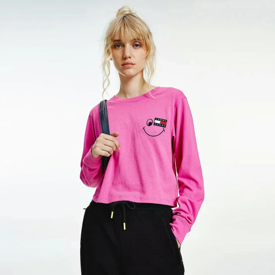 Εξοδος 😍 Μπλούζα Μακρύ Μανίκι Tommy 👖 Jeans Smiley Badge Γυναικεία Μπλούζα με Μακρύ Μανίκι Vivid Fuchsia 👍 3 Εξοδος 😍 Μπλούζα Μακρύ Μανίκι Tommy 👖 Jeans Smiley Badge Γυναικεία Μπλούζα με Μακρύ Μανίκι Vivid Fuchsia 👍