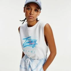 Φτηνός 🔥 Αμάνικα T-shirts Tommy 👖 Jeans Relaxed Miami Γυναικείο Tank Top WHITE 🥰 -Φτηνός Tommy-jeans Κατάστημα tommy jeans tjw relaxed miami tank tee 2