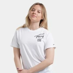 Φτηνός ✨ T-shirts | Μπλούζα κοντό μανίκι Tommy 👖 Jeans Modern Signature Γυναικείο T-shirt WHITE ❤️ -Φτηνός Tommy-jeans Κατάστημα tommy jeans tjw rlxd modern signature ss 6