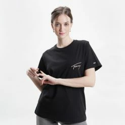Πολύ καλή προσφορά 🔥 T-shirts | Μπλούζα κοντό μανίκι Tommy 👖 Jeans Relaxed Tommy Signature Γυναικείο T-shirt Black 😍 -Φτηνός Tommy-jeans Κατάστημα tommy jeans tjw rlxd tommy signature ss 19