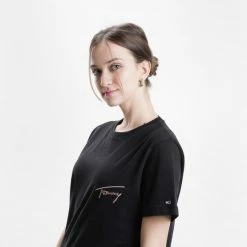 Πολύ καλή προσφορά 🔥 T-shirts | Μπλούζα κοντό μανίκι Tommy 👖 Jeans Relaxed Tommy Signature Γυναικείο T-shirt Black 😍 -Φτηνός Tommy-jeans Κατάστημα tommy jeans tjw rlxd tommy signature ss 20