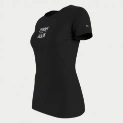 Ολοκαίνουργιο 👍 T-shirts | Μπλούζα κοντό μανίκι Tommy 👖 Jeans Essential Logo Γυναικείο T-shirt BLACK 🎁 -Φτηνός Tommy-jeans Κατάστημα tommy jeans tjw skinny essential logo 2 ss 10
