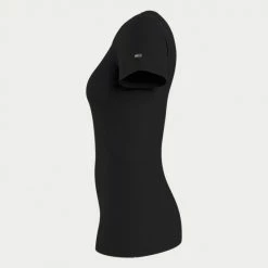 Ολοκαίνουργιο 👍 T-shirts | Μπλούζα κοντό μανίκι Tommy 👖 Jeans Essential Logo Γυναικείο T-shirt BLACK 🎁 -Φτηνός Tommy-jeans Κατάστημα tommy jeans tjw skinny essential logo 2 ss 11