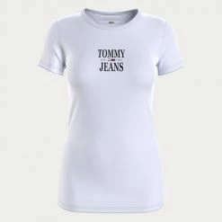 Φτηνός ✔️ T-shirts | Μπλούζα κοντό μανίκι Tommy 👖 Jeans Essential Logo Γυναικείο T-shirt WHITE ✔️
