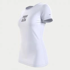 Φτηνός ✔️ T-shirts | Μπλούζα κοντό μανίκι Tommy 👖 Jeans Essential Logo Γυναικείο T-shirt WHITE ✔️ -Φτηνός Tommy-jeans Κατάστημα tommy jeans tjw skinny essential logo 2 ss 5