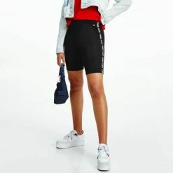 Best Pirce 🌟 Biker Shorts Tommy 👖 Jeans Skinny Tape Γυναικείο Biker Σορτς BLACK ❤️