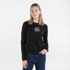 Φτηνός 😍 Μπλούζα Μακρύ Μανίκι Tommy 👖 Jeans Essential Logo Sleeve Γυναικεία Μπλούζα Με Μακρύ Μανίκι Black ✔️ -Φτηνός Tommy-jeans Κατάστημα tommy jeans tjw slim essential logo 1 ls 2