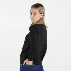 Φτηνός 😍 Μπλούζα Μακρύ Μανίκι Tommy 👖 Jeans Essential Logo Sleeve Γυναικεία Μπλούζα Με Μακρύ Μανίκι Black ✔️ -Φτηνός Tommy-jeans Κατάστημα tommy jeans tjw slim essential logo 1 ls 4