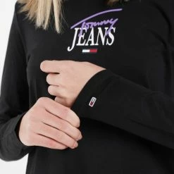 Φτηνός 😍 Μπλούζα Μακρύ Μανίκι Tommy 👖 Jeans Essential Logo Sleeve Γυναικεία Μπλούζα Με Μακρύ Μανίκι Black ✔️ -Φτηνός Tommy-jeans Κατάστημα tommy jeans tjw slim essential logo 1 ls 5