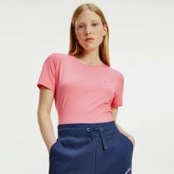 Ολοκαίνουργιο 🥰 T-shirts | Μπλούζα κοντό μανίκι Tommy 👖 Jeans Γυναικείo T-Shirt Botanical Pink 🌟