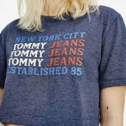 Φτηνός 👏 T-shirts | Μπλούζα κοντό μανίκι Tommy 👖 Jeans Super Flag Repeat Γυναικείο Crop T-shirt TWILIGHT NAVY 👏 -Φτηνός Tommy-jeans Κατάστημα tommy jeans tjw super crop flag repeat tee 2