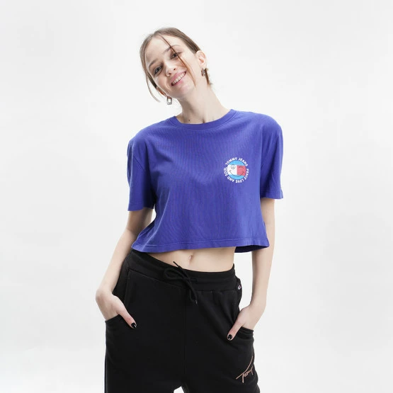 Εκπτωση 😉 T-shirts | Μπλούζα κοντό μανίκι Tommy 👖 Jeans Super Crop Peace Smiley Γυναικείο T-shirt Court Blue 🧨 5 Εκπτωση 😉 T-shirts | Μπλούζα κοντό μανίκι Tommy 👖 Jeans Super Crop Peace Smiley Γυναικείο T-shirt Court Blue 🧨 - Image 3