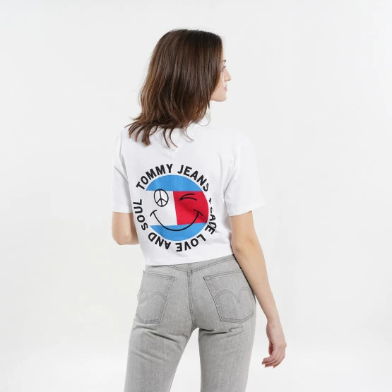 Προώθηση 🎁 T-shirts | Μπλούζα κοντό μανίκι Tommy 👖 Jeans Super Crop Peace Smiley Γυναικείο T-shirt WHITE 🔥 5 Προώθηση 🎁 T-shirts | Μπλούζα κοντό μανίκι Tommy 👖 Jeans Super Crop Peace Smiley Γυναικείο T-shirt WHITE 🔥 - Image 3